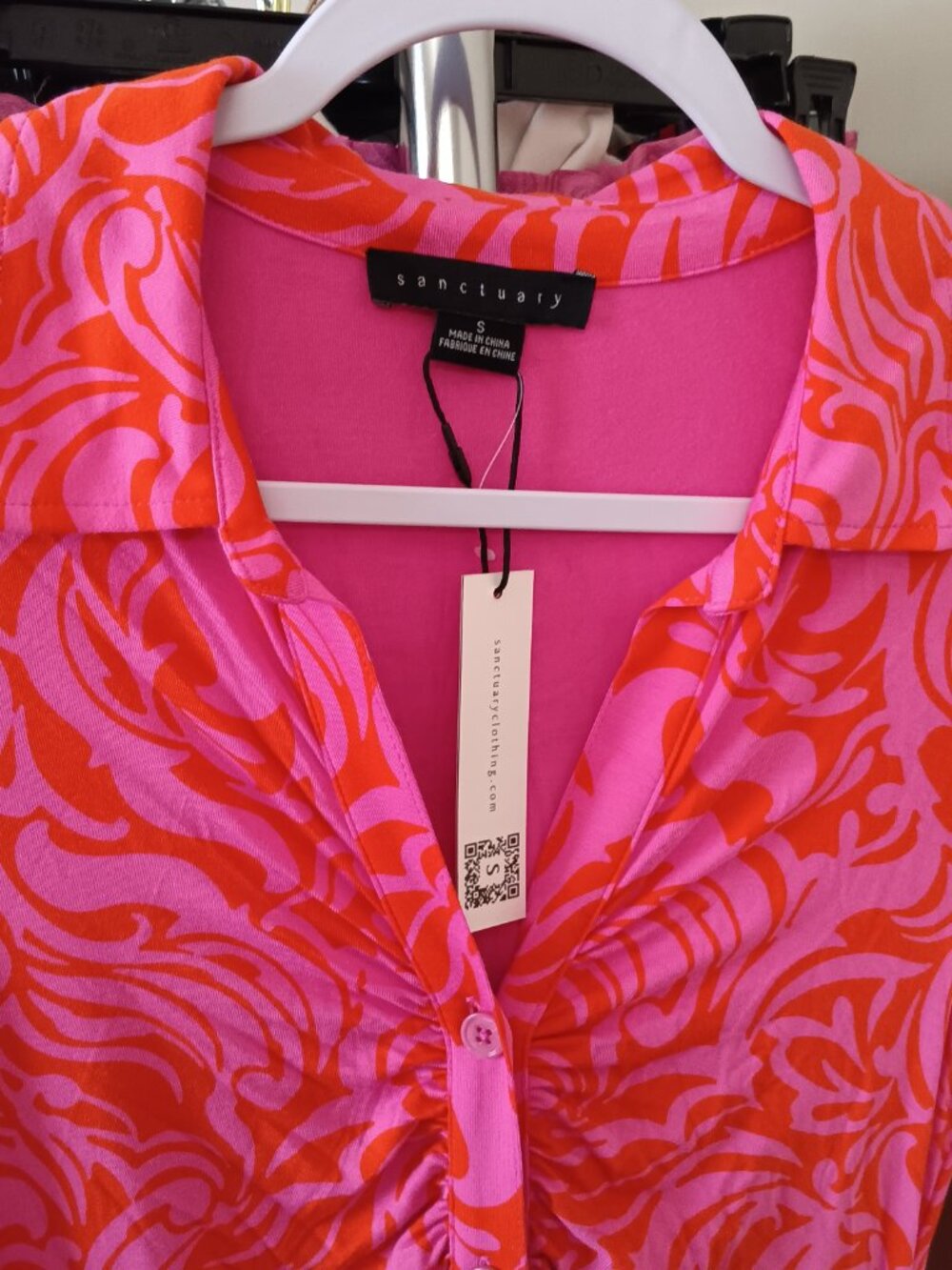 NWT Sanctuary Shirred Pink & Red Knit Mini Dress Size Small